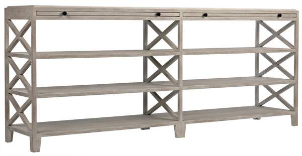 Sutton Mahogany and Veneer Console in White Wash with Brass Pulls