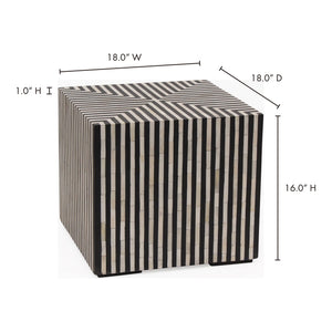 Terning Side Table in Black and White Camel Bone