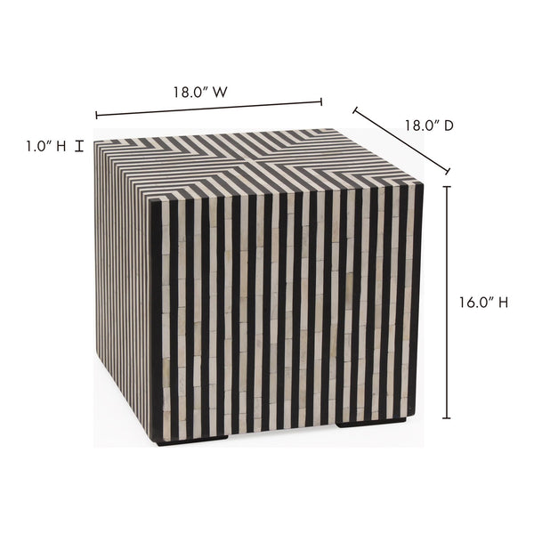 Terning Side Table in Black and White Camel Bone