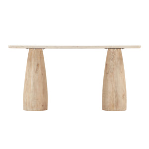 Palm Springs Oval Console White Marble, Mod Base