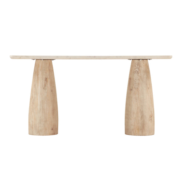 Palm Springs Oval Console White Marble, Mod Base