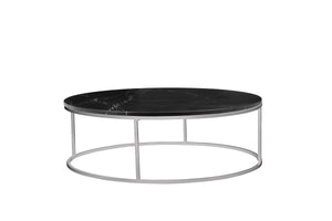 ONIX Coffee Table in semi-honed Black marble/Br. St. Base