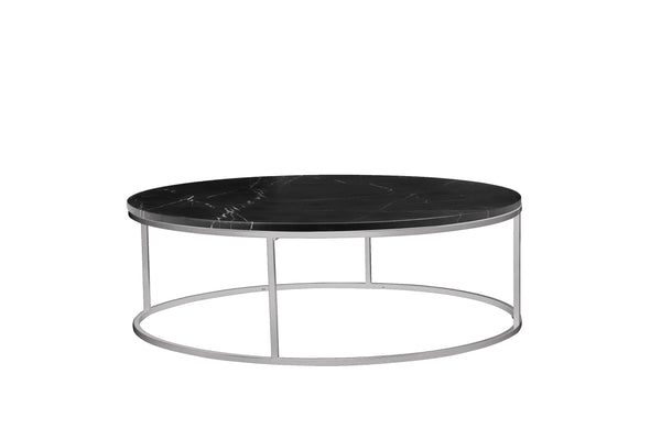 ONIX Coffee Table in semi-honed Black marble/Br. St. Base