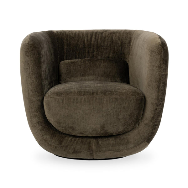 Nico Upholstered Swivel Chair in Olive Green