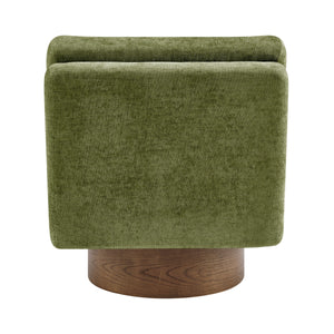 Zenda Chenille Swivel Accent Chair w/ Wooden Base, Millburry Green
