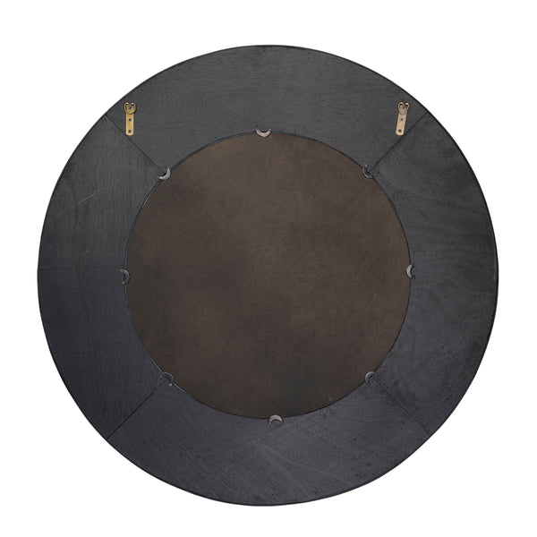 Paddock Bamboo Round Wall Mirror, Black