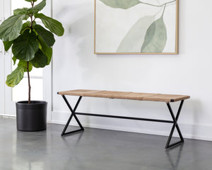 ELON BENCH - SUEDE LIGHT TAN LEATHER