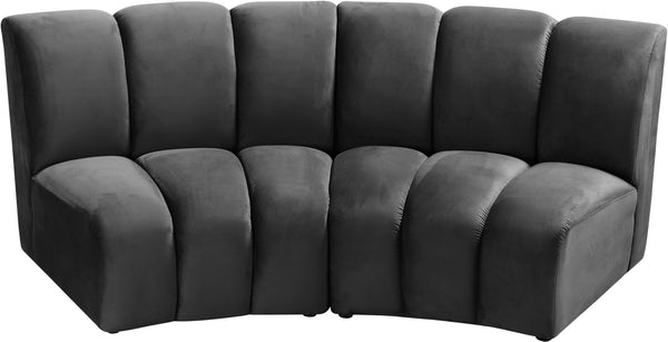Lynda 2pc. Modular Sectional In Grey Velvet