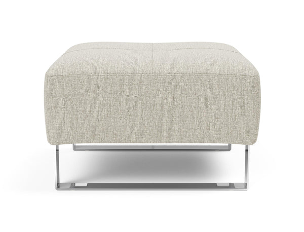 DELUXE EXCESS OTTOMAN in MIXED DANCE NATURAL FABRIC WITH Chrome legs 527