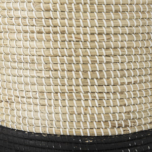 Maddie 13.8L x 13.8W X 15.0H (Set of 3) Light Brown W/Black Dipped Seagrass Round Basket W/ Handle