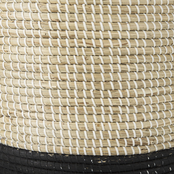 Maddie 13.8L x 13.8W X 15.0H (Set of 3) Light Brown W/Black Dipped Seagrass Round Basket W/ Handle