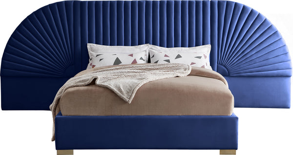 Diana King Bed In Navy Velvet