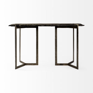 Shale III 50L x 20W Black Live-Edge Slate and Iron Console Table