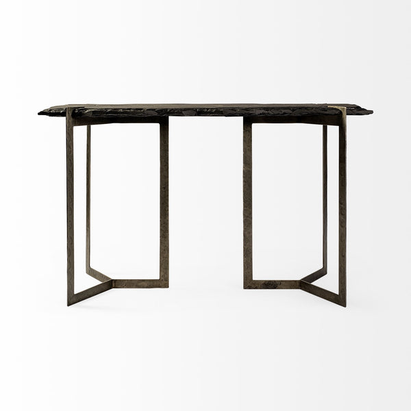 Shale III 50L x 20W Black Live-Edge Slate and Iron Console Table