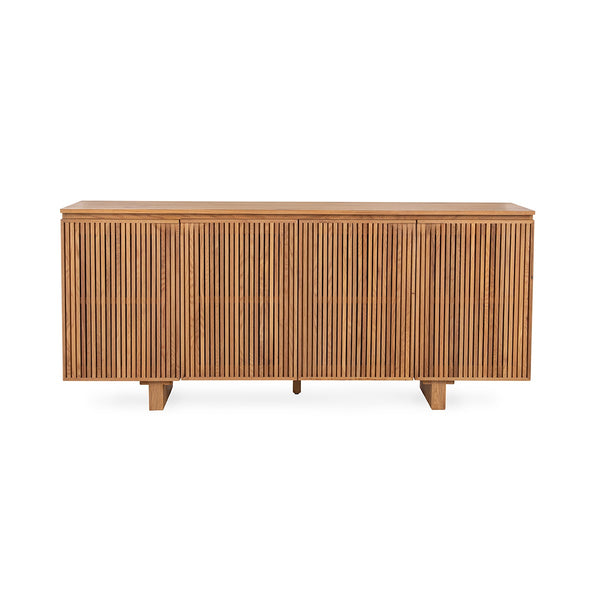 Roya Solid Wood 4-Door Cabinet in Tawny Brown Finish