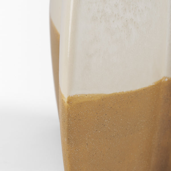 Vania Large Off White w/ Tan Textured Ceramic Vase