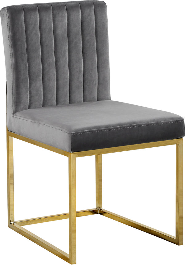 Joanna Dining Chair In Grey Velvet and Gold