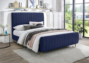 Marcos Full Bed In Navy Velvet