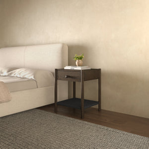 Millie Nightstand with Black Rope and Oak Legs
