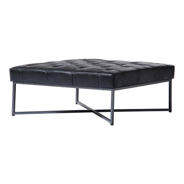 Moe's Thad Ottoman in Black Leather