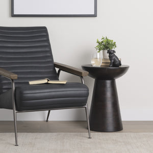 Novell Dark Brown Wood Pedestal Accent Table
