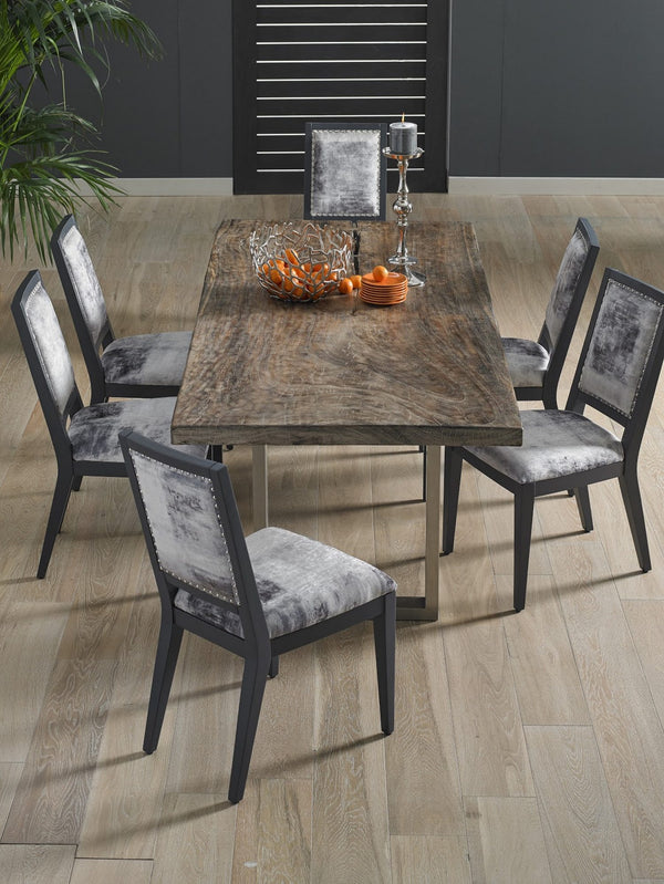 Mesmerize Dining Chair, Mist Grey, Grey Wooden Legs