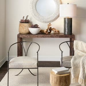 Archer Burl Wood Console, Grey