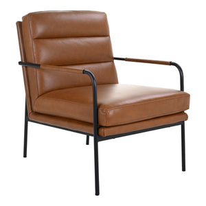 Moe's Verlaine Armchair in Chestnut Brown Leather