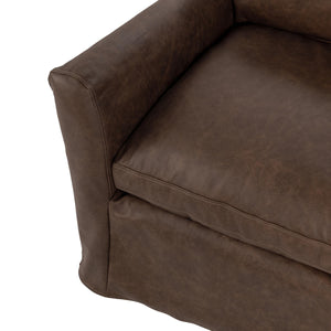 Cassiano Swivel Chair with Feather-Down Cushions - El Paso-Brown