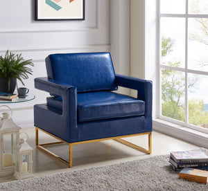 Ruby Accent Chair In Navy Faux Leather