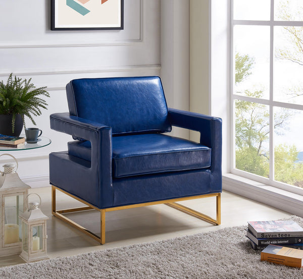 Ruby Accent Chair In Navy Faux Leather