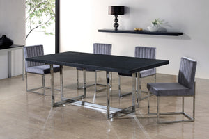 Joanna Dining Chair In Grey Velvet and Chrome
