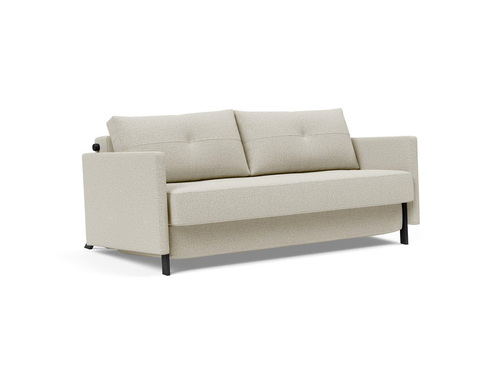 CUBED QUEEN SOFA BED in MIXED DANCE NATURAL FABRIC WITH Black Steel LEGS 527