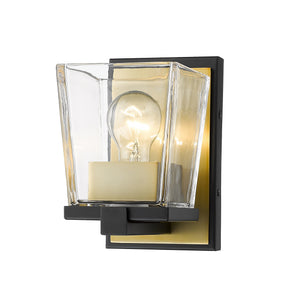 Bleeker Street 1 Light Wall Sconce in Matte Black + Olde Brass Finish