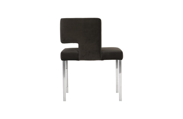 Raffia Dining Chair, Black Velvet, Stainless Steel Legs