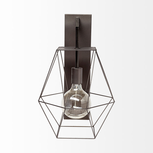 Cordova 12x19 Gray Metal Hanging Bulb Caged Wall Sconce