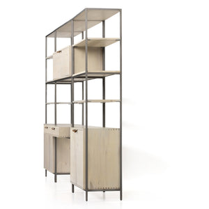 Trey Modular Wall Desk W/ 2 Bookcases - Dove Poplar