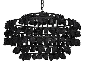 Vulcan Chandelier, Black Steel with Black Glass