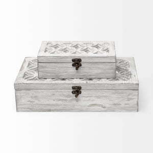 Floribundus (Set of 2) Off-White Decorative Boxes