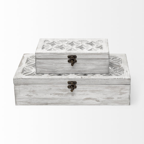 Floribundus (Set of 2) Off-White Decorative Boxes