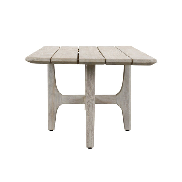 Dawn Outdoor Teak Coffee Table with Curved Edges - Gray