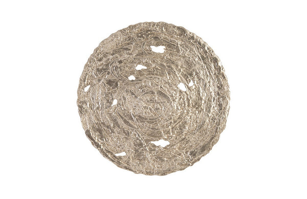 Molten Disc Wall Art, Silver Leaf, Large