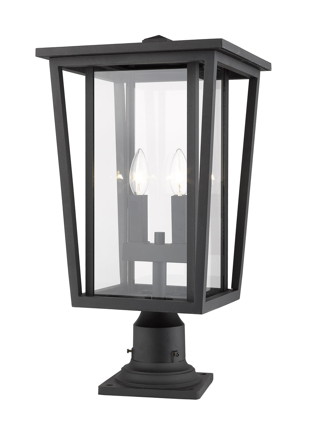 Seoul 2 Light Outdoor Pier Mounted Fixture in Black Finish
