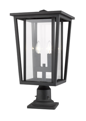 Seoul 2 Light Outdoor Pier Mounted Fixture in Black Finish