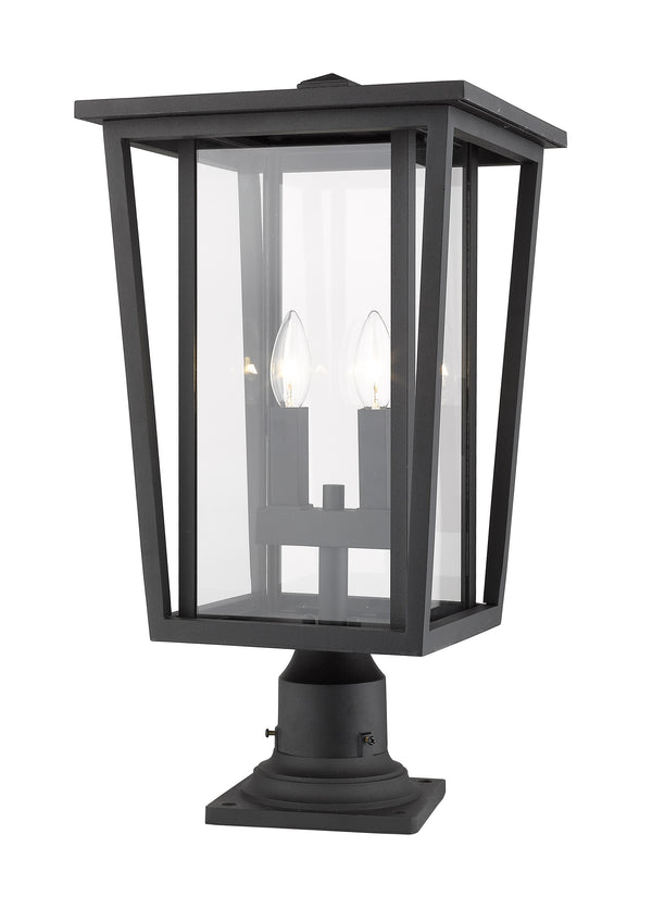 Seoul 2 Light Outdoor Pier Mounted Fixture in Black Finish