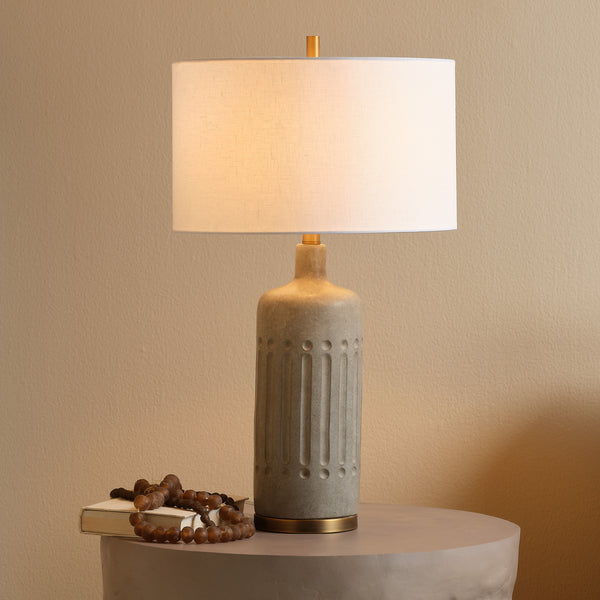 Annex Cement Table Lamp with Linen Shade