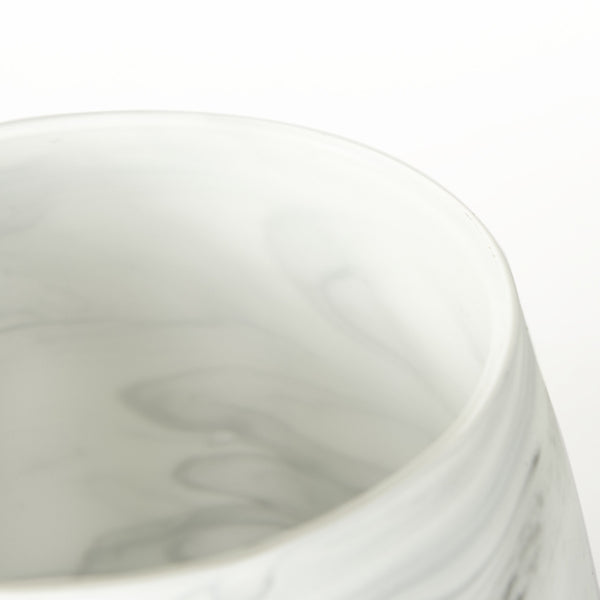 Volta I Short Gray Cream Glass Abstract Pattern Vase