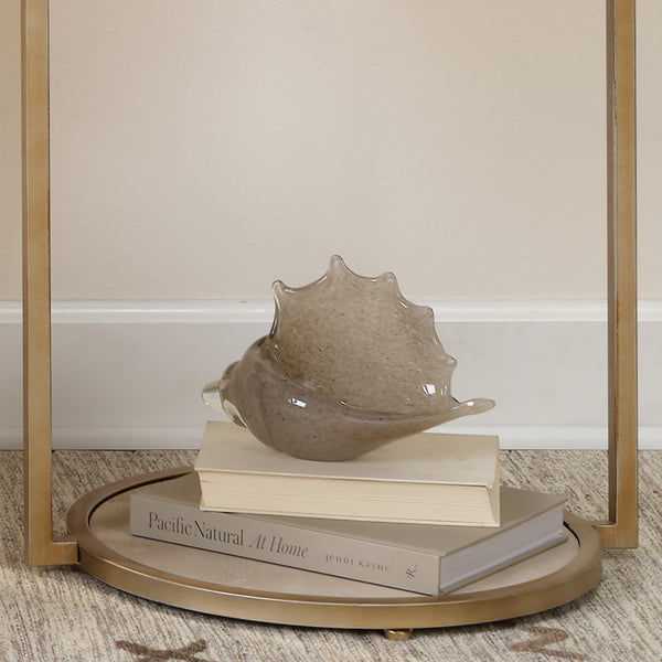 Triton Hand Blown Decorative Glass Shell, Grey