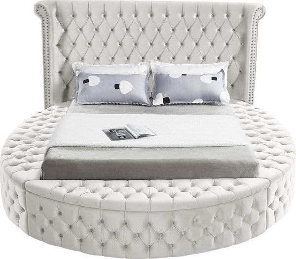 Lorena King Bed In Cream Velvet