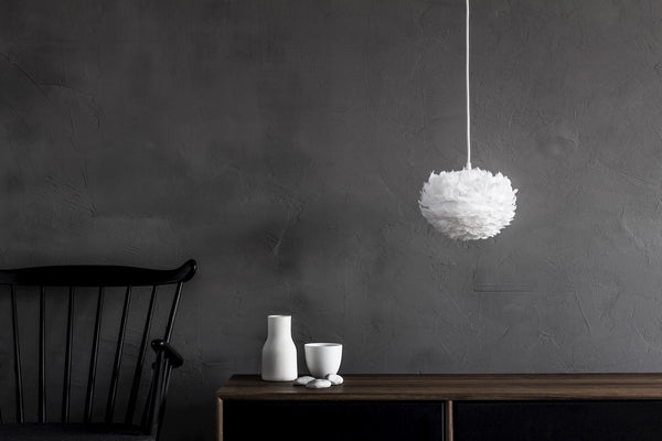 Eos Micro Hardwired Pendant in White with White Cord